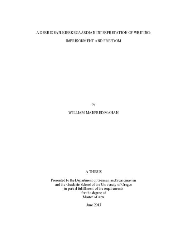 (PDF) A Derridean-Kierkgegaardian Interpretation of Writing ...