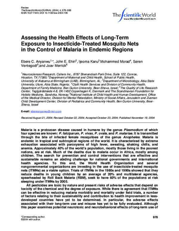(PDF) Assessing the health effects of long-term exposure to insecticide ...