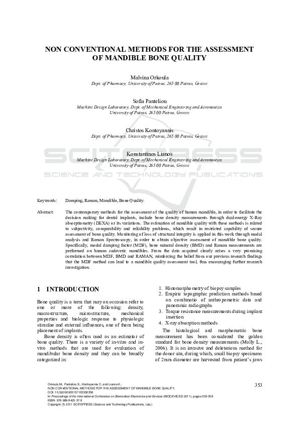 (PDF) Non Conventional Methods for the Assessment of Mandible Bone Quality