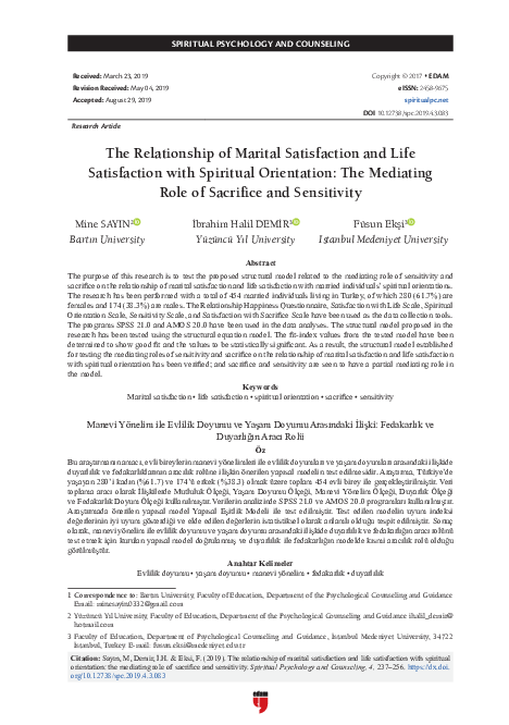 (PDF) The Relationship of Marital Satisfaction and Life Satisfaction ...