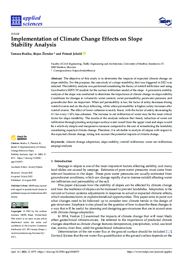 (PDF) Implementation of Climate Change Effects on Slope Stability Analysis