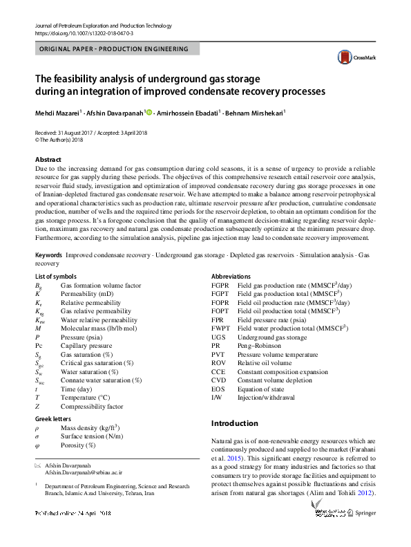 (PDF) The feasibility analysis of underground gas storage caverns