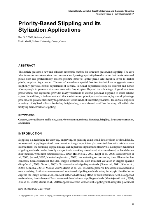 (PDF) Priority-Based Stippling and its Stylization Applications