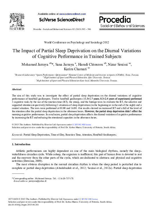 (PDF) The Impact of Partial Sleep Deprivation on the Diurnal Variations ...