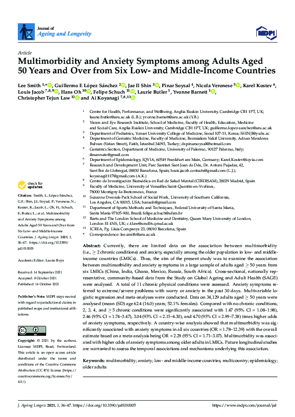 (PDF) Multimorbidity and Anxiety Symptoms among Adults Aged 50 Years ...