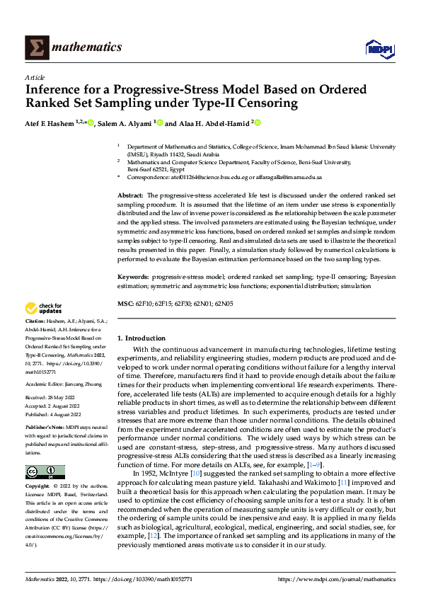 (PDF) Inference for a Progressive-Stress Model Based on Ordered Ranked ...