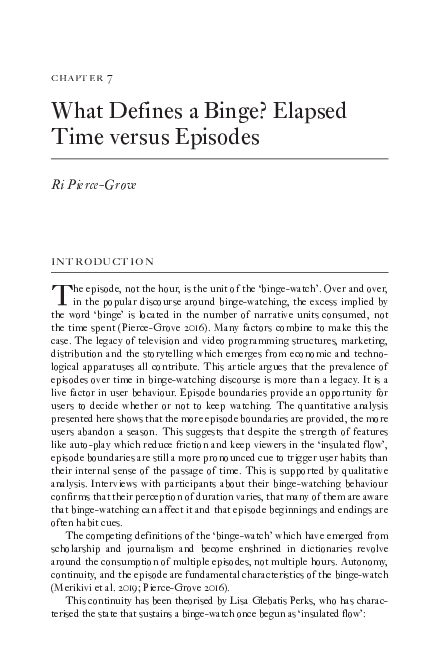 (PDF) Chapter 7 What Defines a Binge? Elapsed Time versus Episodes