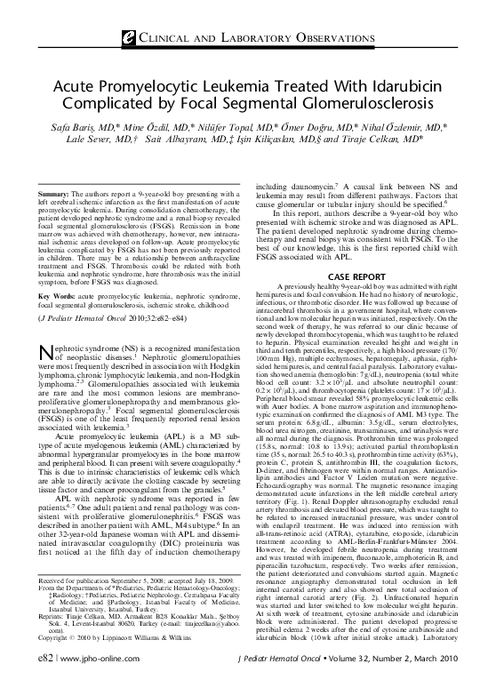 (PDF) Acute Promyelocytic Leukemia Treated With Idarubicin Complicated ...