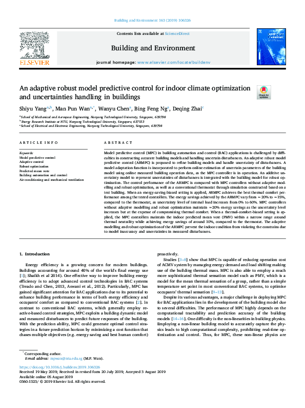 (PDF) An adaptive robust model predictive control for indoor climate ...