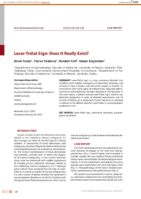 (PDF) Leser-Trélat sign: does it really exist?