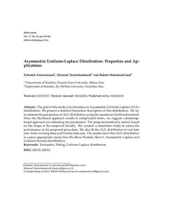 (PDF) Asymmetric UniformLaplace distribution Properties and