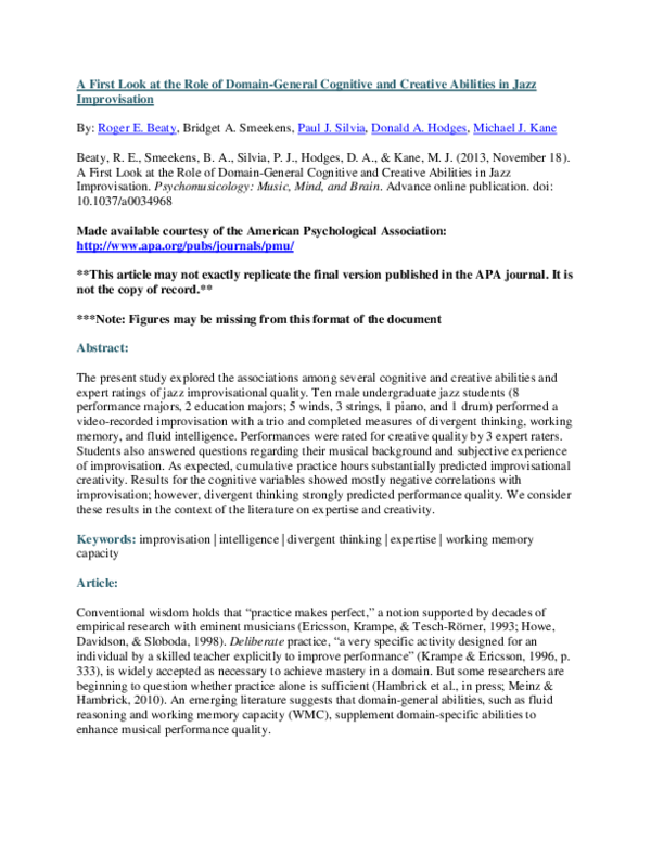 (PDF) A first look at the role of domain-general cognitive and creative ...