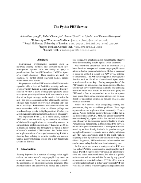 (PDF) The Pythia PRF Service