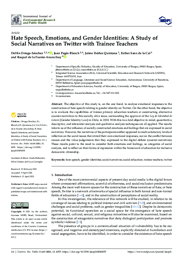 (PDF) Hate Speech, Emotions, and Gender Identities: A Study of Social ...