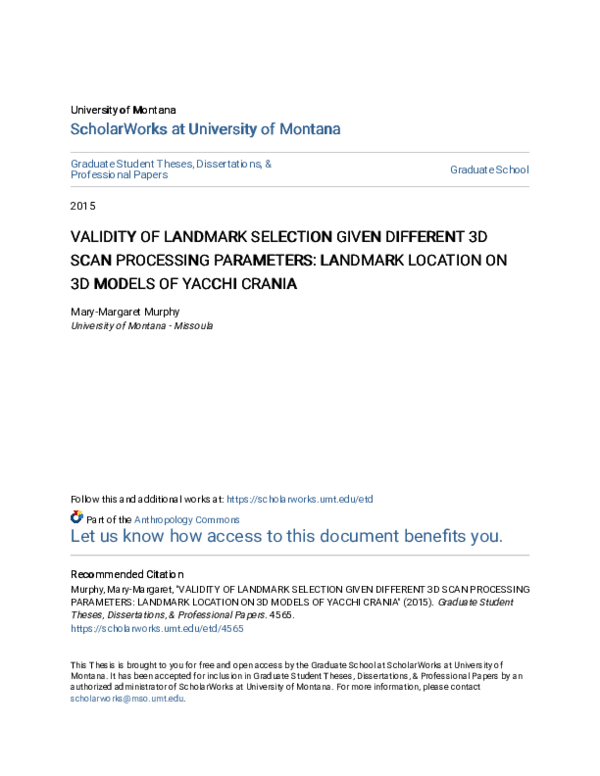 (PDF) Validity of Landmark Selection Given Different 3D Scan Processing ...