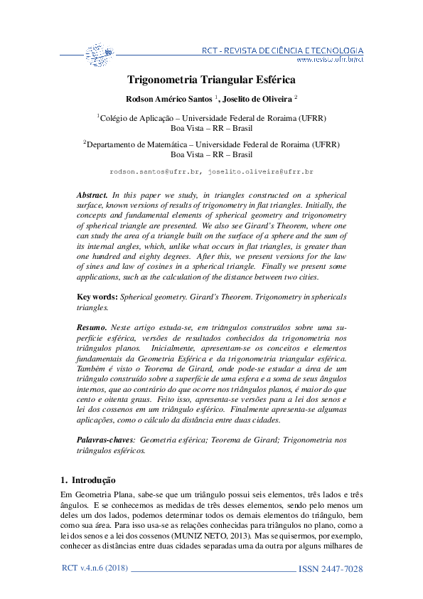 (PDF) Trigonometria Triangular Esférica