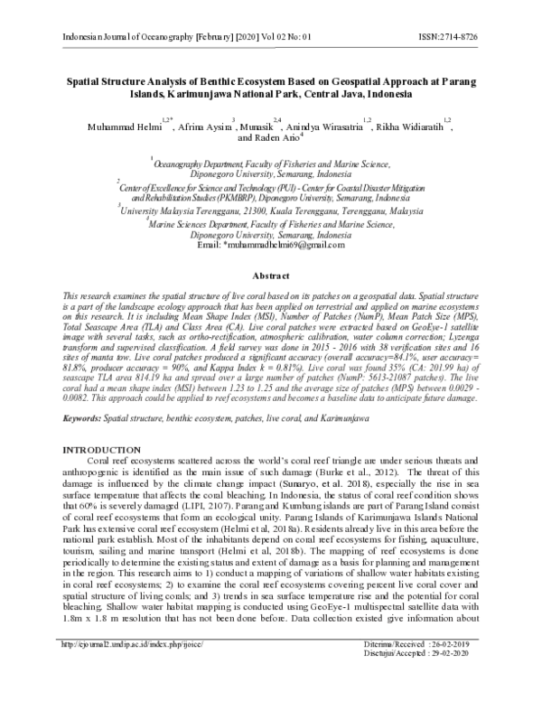 (PDF) Spatial Structure Analysis of Benthic Ecosystem Based on ...