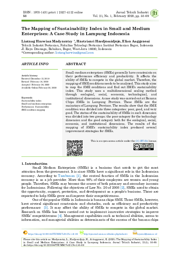 (PDF) The Mapping of Sustainability Index in Small and Medium ...
