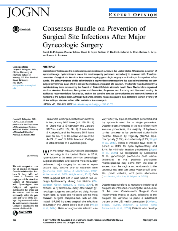 (PDF) Consensus Bundle on Prevention of Surgical Site Infections After ...