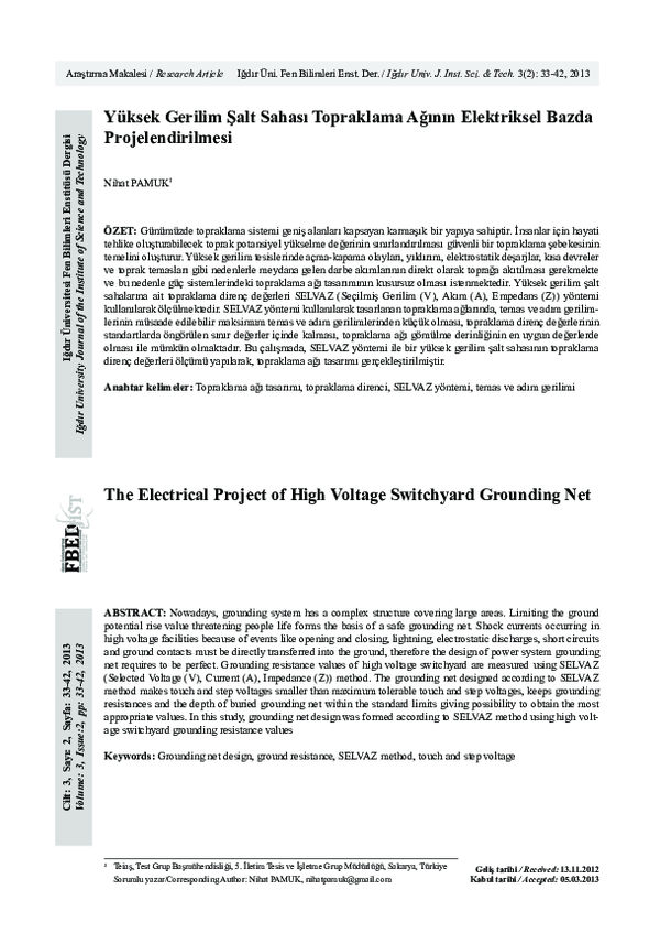 (PDF) The Electrical Project of High Voltage Switchyard Grounding Net