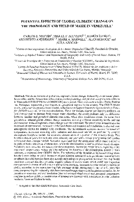 (PDF) Potential effects of global climatic change on the phenology and ...