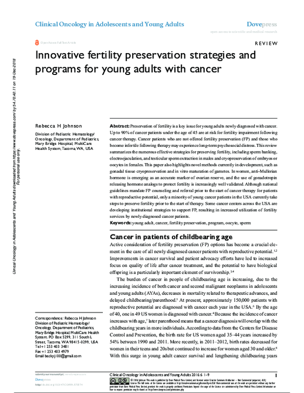 (PDF) Innovative fertility preservation strategies and programs for ...