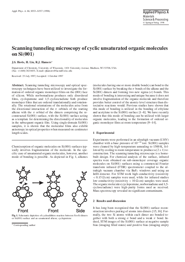 (PDF) Scanning tunneling microscopy of cyclic unsaturated organic ...