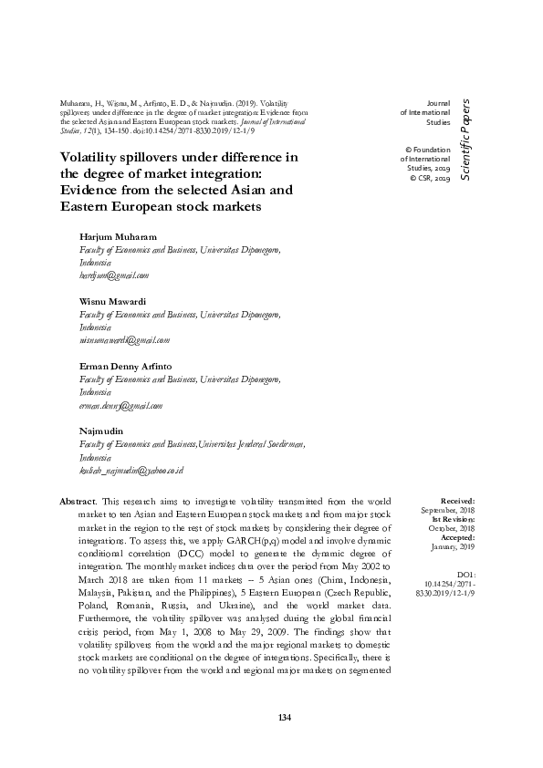 (PDF) Volatility spillovers under difference in the degree of market ...