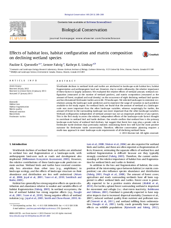 (PDF) Effects of habitat loss, habitat configuration and matrix ...