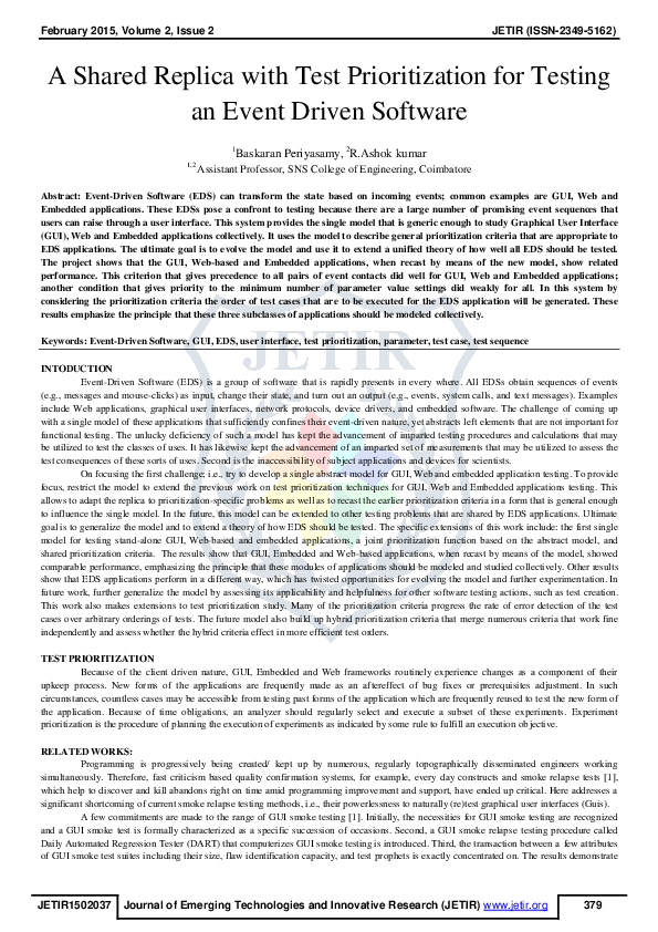 (PDF) A Shared Replica with Test Prioritization for Testing an Event ...