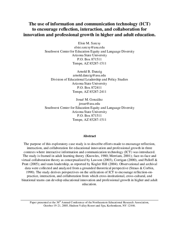 (PDF) The Use of Information and Communication Technology (ICT) to ...
