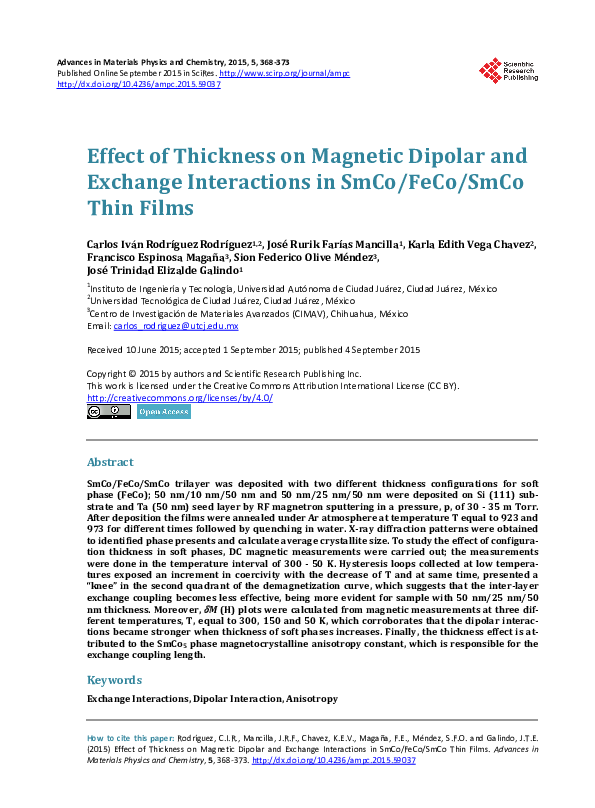 (PDF) Effect of Thickness on Magnetic Dipolar and Exchange Interactions ...