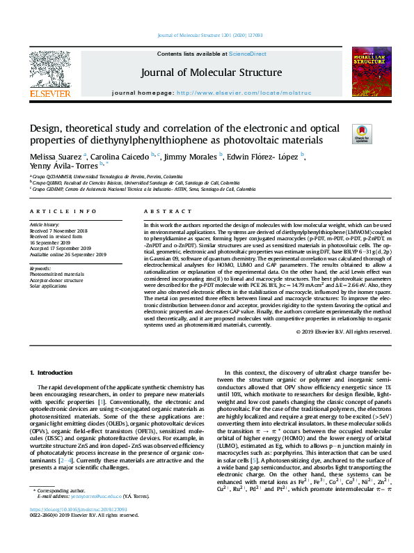 (PDF) Design, theoretical study and correlation of the electronic and ...