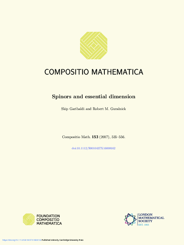 (PDF) Spinors and essential dimension