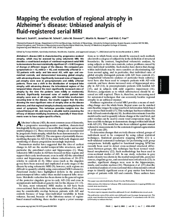 (PDF) Mapping the evolution of regional atrophy in Alzheimer's disease ...