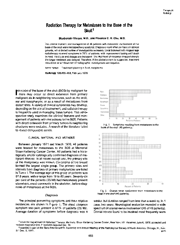 (PDF) Radiation therapy for metastases to the base of the skull