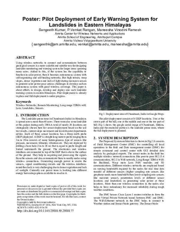 (PDF) Pilot deployment of early warning system for landslides in