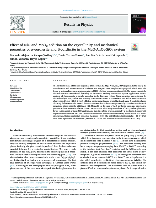(PDF) Effect of NiO and MoO3 addition on the crystallinity and ...
