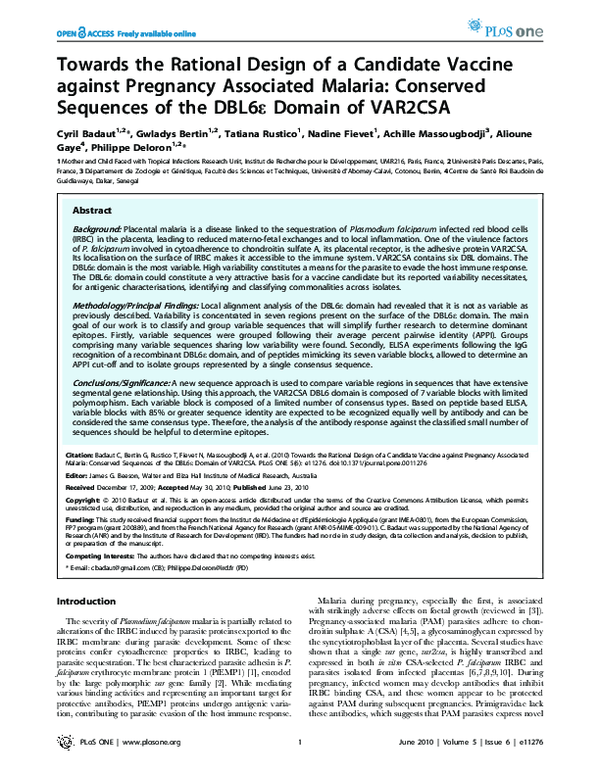 (PDF) Towards the rational design of a candidate vaccine against ...
