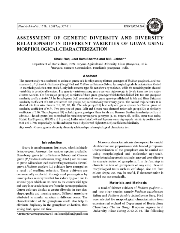 (PDF) Assessment of Genetic Diversity and Diversity Relationship in ...