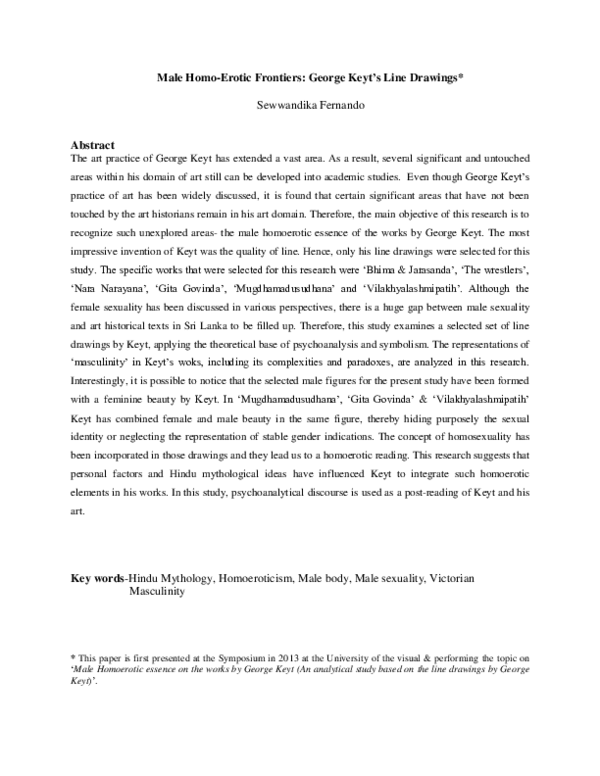 (PDF) Male Homo-Erotic Frontiers: George Keyt's Line Drawings