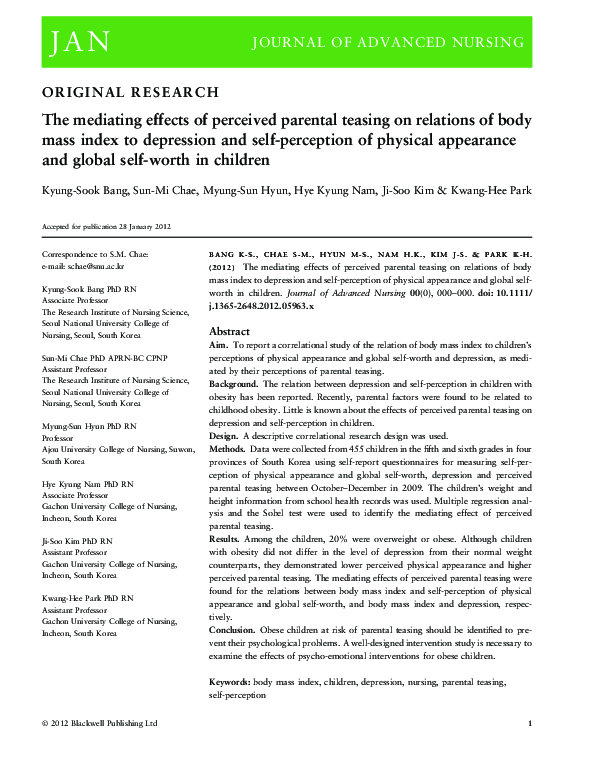 (PDF) The mediating effects of perceived parental teasing on relations ...