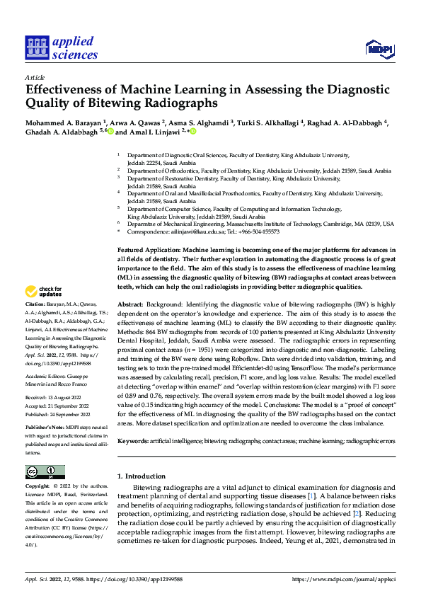 (PDF) Effectiveness of Machine Learning in Assessing the Diagnostic ...