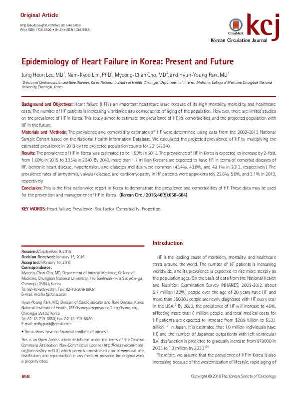 (PDF) Epidemiology of Heart Failure in Korea: Present and Future