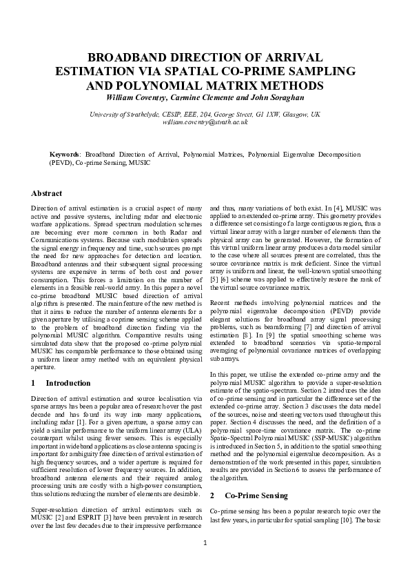 (PDF) Broadband direction of arrival estimation via spatial co-prime ...