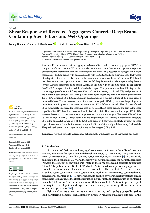 (PDF) Shear Response of Recycled Aggregates Concrete Deep Beams ...