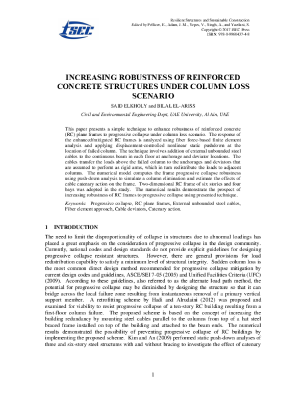 (PDF) Increasing Robustness of Reinforced Concrete Structures Under ...
