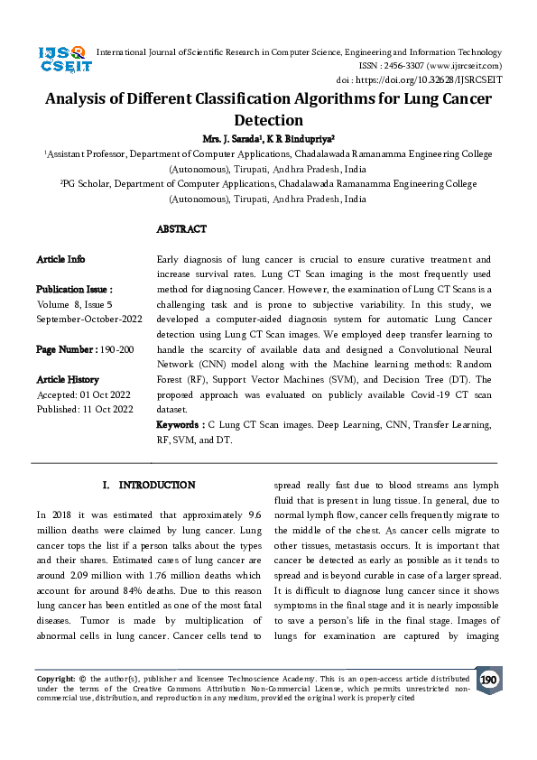 (PDF) Analysis of Different Classification Algorithms for Lung Cancer ...