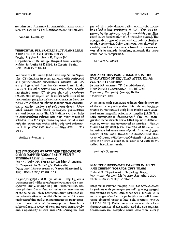 (PDF) Magnetic resonance imaging in acute and chronic rotator cuff tears
