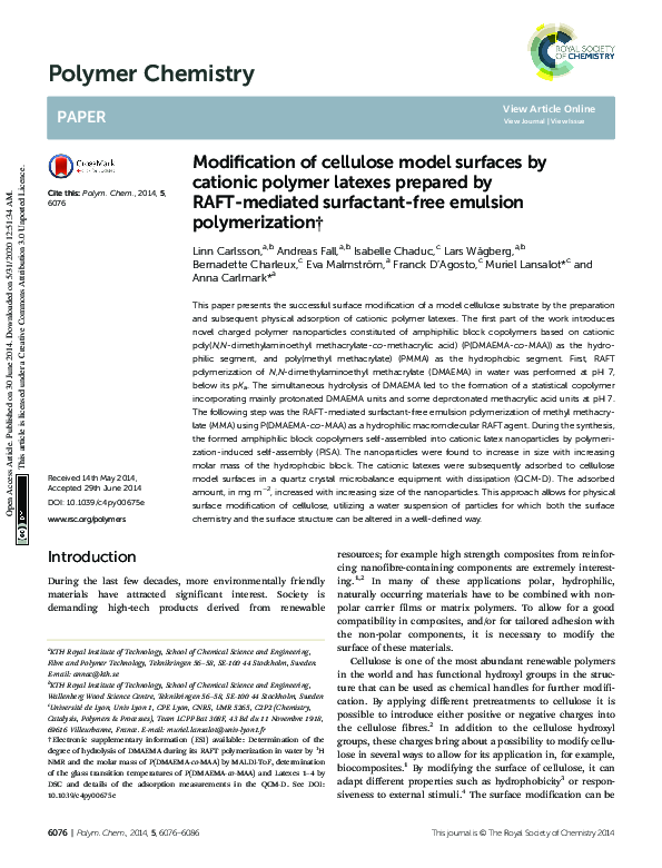 (PDF) Modification of cellulose model surfaces by cationic polymer ...